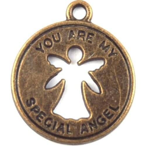 Wholesale Alloy Round Coconut Tree Pattern Pendants in Letter-YOU ARE MY SPECIAL ANGEL- Jewelry Accessories Supplier 10pcs/lot