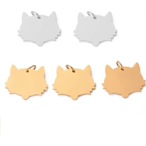 5 Pcs/Lot Stainless Steel Mirror Polished Jewelry Charms Wolf Head Pendant DIY Jewelry Accessories Animal Pendant Wholesale