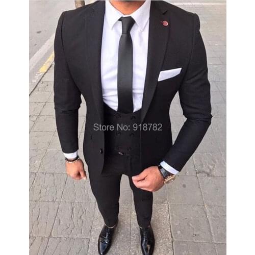 Latest Coat Pant Designs 2018 Costume Homme Mariage Black Formal Men Suit Tuxedo Men Wedding Suits Terno Masculino Slim Fit