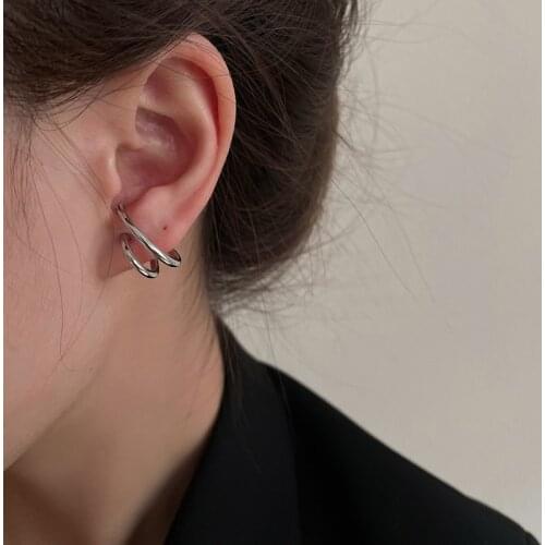 Stud Earrings C-shaped Double-layer Line For Women Geometric Vintage Punk Hip Hop Korea Fashion Lady Party Jewelry Gift BOYULIGE
