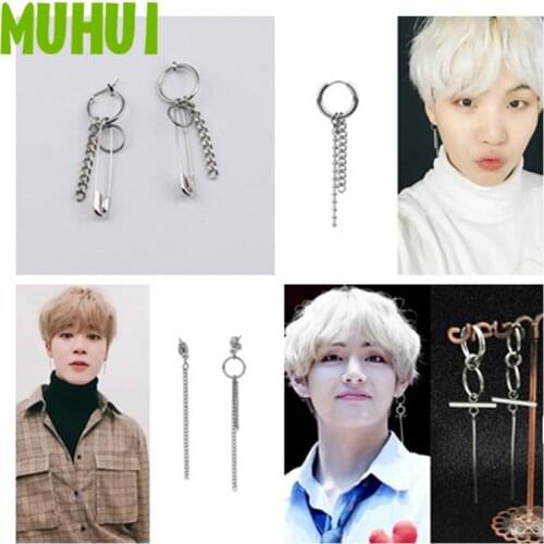 1pc Kpop JIMIN V SUGA GD Style Earring Trendy Feather Tassel Drop Earrings Women Men Jewelry Good Packing B074