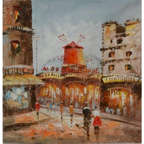Modern home decor hand-painted oil painting restoring ancient ways of city street landscape pictures DM- 150627-3
