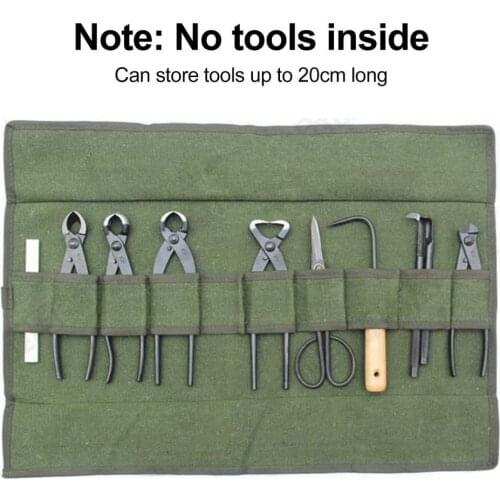 Green Japanese Bonsai Tools Storage Package Roll Bag Garden Repair Tool Pliers Scissors Canvas Tool Set Case Durable