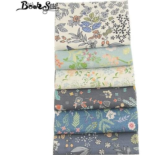 Booksew Blue Floral Fabric Meter 100% Cotton Twill 6 PCS/lot 40x50cm Patchwork Sewing Material Stoff Tecido Cloth Curtain