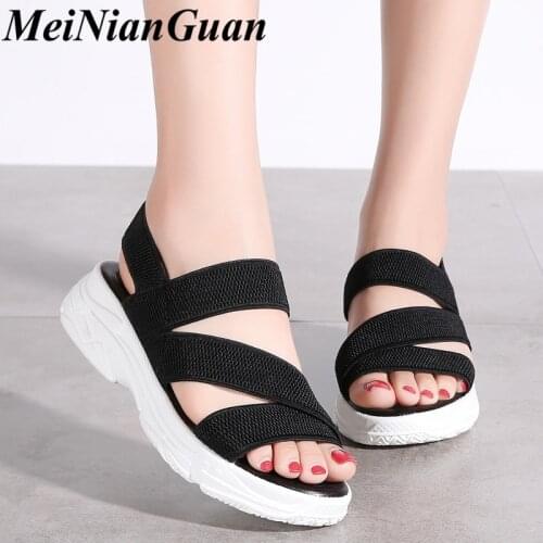 Comfort Womens Summer Shoes Casual Big Size Sandals Women Peep-toe Beach Shoes Thick Bottom Slipper Female Flat Sandals 2020 A1