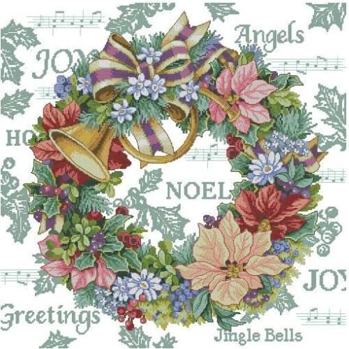 Top Quality Beautiful Lovely Counted Cross Stitch Kit Holiday Harmony Wreath Christmas Jingle Bells dim 08662