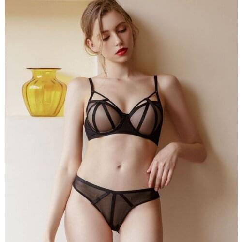 Womens Underwear Push Up Bra Sexy Lingerie Bra Set Transparent High-Waist Panties Underwear Women
