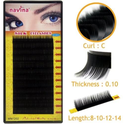 1 Tray Navina Pro 0.15C Curl (8/10/12/14MM) Natural False Eyelashes Extension Makeup Tool Soft Fake Eye Lashes for Eye Beauty