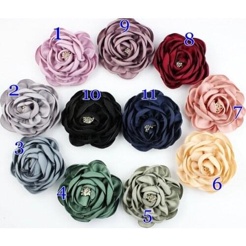 2018 new 30PS/lot 7.5CM Vintage Burned Eage Satin Flowers With Stamen For Headdress Corsage Flower For Hat Dress Accessories