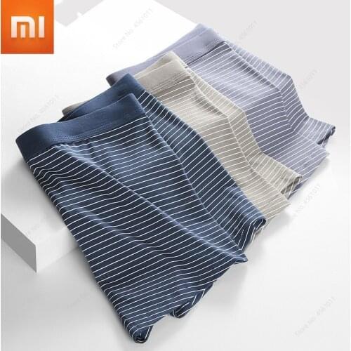 3pcs Xiaomi Mens Underwear Striped Underpants Mens Boxer Briefs Set Comfortable Cotton Mens Panties Sexy Boxer Shorts