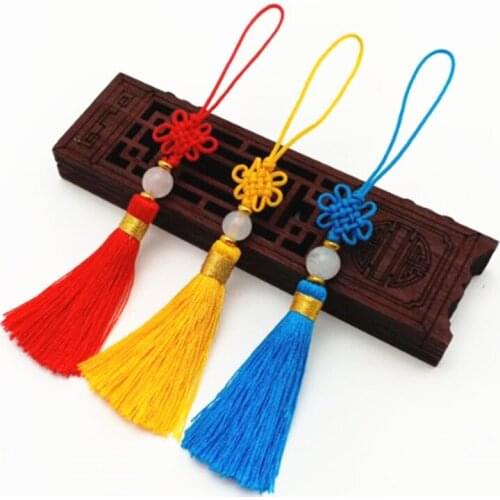5Pcs/Pack Chinese Knot Small Tassel with Bead Small Bookmark Tassel Hand-woven Comb Bookmark Hanging Tassel
