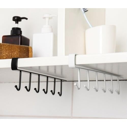 6 Hooks Cupboard Hook Kitchen Cabinet Door Shelf hook Kitchen Glass Mug Storage Hanging Rack wardrobe hanger Tie organized rack