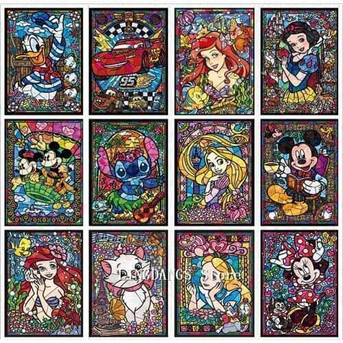 5D DIY Diamond Painting Cartoon Princess Fairy Mickey Mini Donald Duck Diamond Mosaic Embroidery Cross Stitch Home Decor Gift