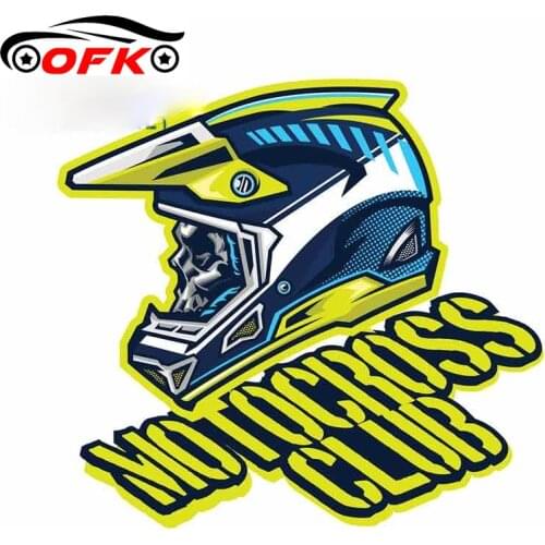 OFK 13cm X 11.9cm for Skull of Motocross Rider Car Stickers and Decals Waterproof Creative Scratch-proof Window Decal