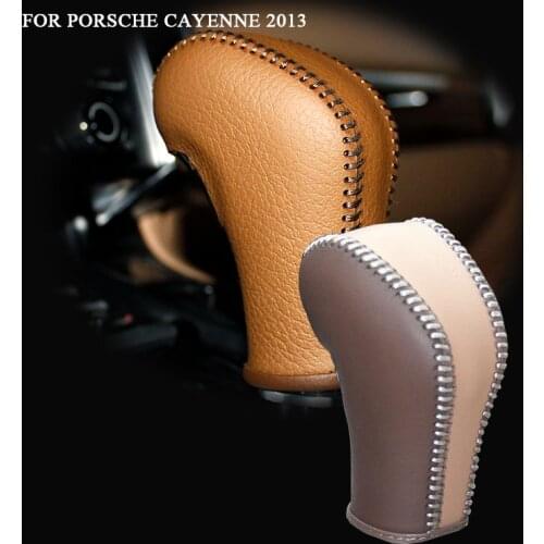 Genuine Leather Gear Knob Cover For Porsche Cayenne 2013 Car Covers on The Gear Shift Knob Gear Stick Case PPC Gear Shift Collar