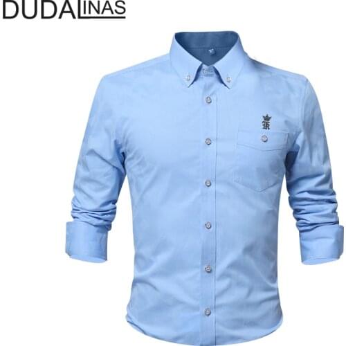 Dudalinas Sergio K Fashion Casual Mens Shirt Long Sleeve 40% Pure Cotton Slim Fit Business Formal Mens Shirt M-5XL