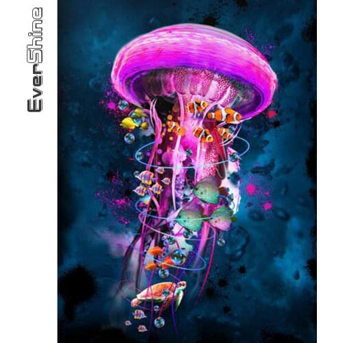 Evershine 5D DIY Diamond Embroidery Jellyfish Cross Stitch Diamond Painting Animals New Arrival Mosaic Ocean Art Handmade Gift