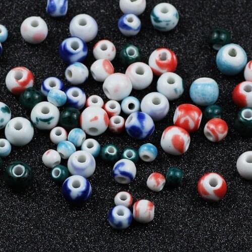 WLYeeS 100pcs 6mm to 10mm Round Chinese Ceramic beads fit Necklace Bracelets earring Diy Spacer Beads For Jewelry Making Finding