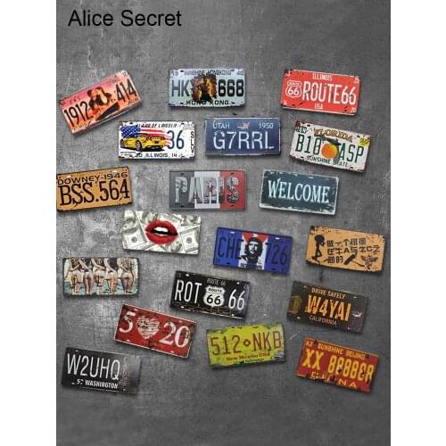 Car Metal License Plate Vintage Home Bar Decor Tin Sign Bar Pub Garage Decorative Metal Sign Wall Decor Metal art Metal Plaque