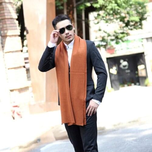 Mingjiebihuo The new popular solid color long increase shawl thick warm couple students wool scarf unisex comfortable men shawl