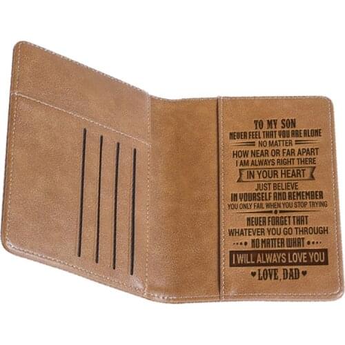 To My Son Multifunctional Passport Cover Minimalist Wallets Gift For Son From Dad Personalized Passport Holder