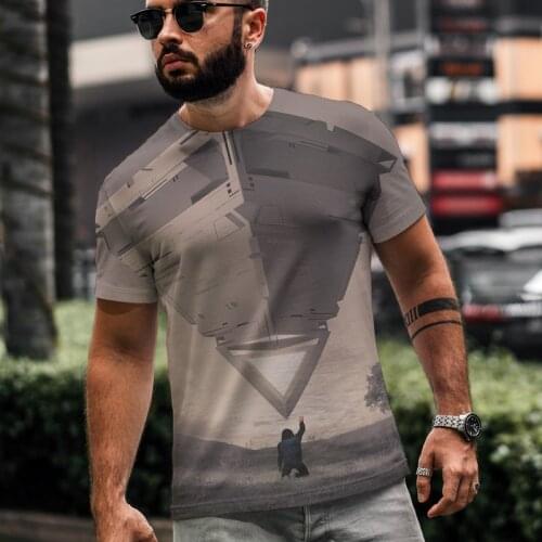 2021 New Mens Short Sleeve Top Science Fiction World Punk Retro Mens 3d Printed T-shirt Trend Casual Street Style