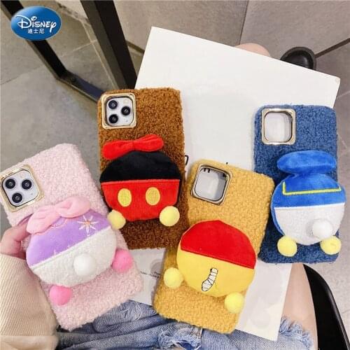 Disney Mickey Minnie Donald Duck Cute Plush Soft Case for iPhone 12 11 Pro Max XR XS Max 7 8 Plus X Back Cover Full Body Shell