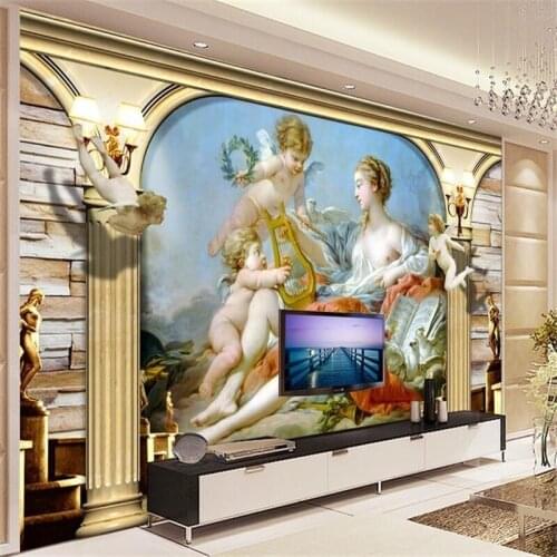 Beibehang 3d room custom mural non-woven wall sticker Figure painting angel Notre Dame painting photo 3d wall murals wallpaper