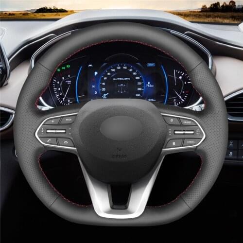DIY Anti-Slip Wear-Resistant Steering Wheel Cover For Hyundai Santa Fe 2019-2020 Palisade 2020 Car Interior Decoration