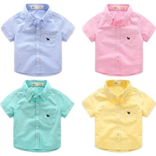 Hot Summer Childrens Clothes Baby Boys Shirts Solid Short Sleeve Cotton Kids Shirts for Boys Girls Child Causal Shirt Top Gift