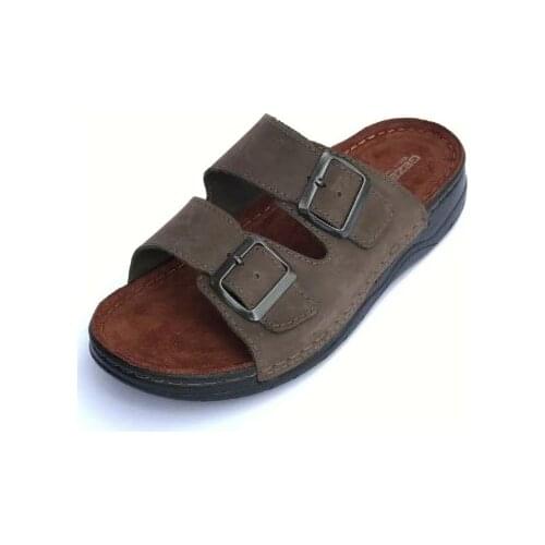 Overhead Genuine Leather Casual Male Slippers