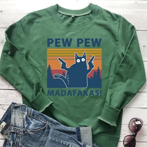 PEW PEW Woman Sweatshirt Long Sleeve Jumper Female Fleece Pullover Woman Hoodies Plus Size Casual Woman Sweatshirt