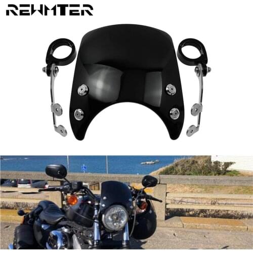 Motorcycle 39mm-41mm Adjustable Windshield Black Compact Sport Wind Deflector Windscreen For Harley Sportster XL 04-Up1200 883
