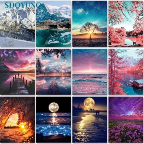 SDOYUNO Painting By Numbers Seascape 60x75cm Landscape Paint By Numbers On Canvas Scenery Watercolor By Numbers Home Decor