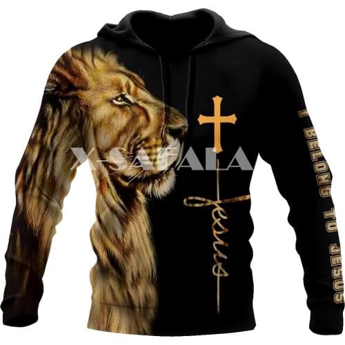 I Belong To Jesus Lion 3D Full Print Size Hoodie Man Women Harajuku Outwear Zipper Pullover Sweatshirt Unisex-1