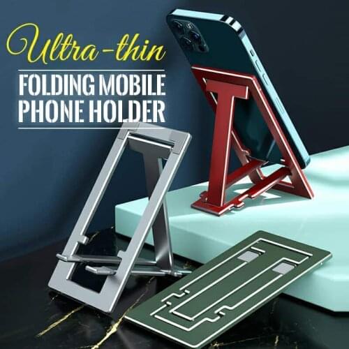 Ultra-thin Folding Mobile Phone Holder Alloy Portable Adjustable Anti-slip Base Household Travel Phone Stand Holder Dropshipping