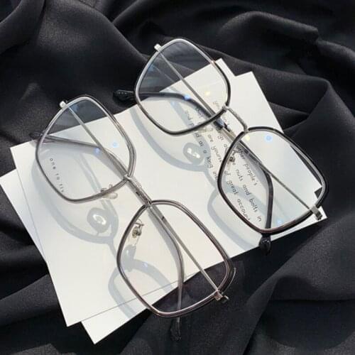 VWKTUUN Anti Blue Light Women Square Eyeglasses Frame Mens Optical Glasses Frame Retro Computer Glasses Big Metal Glasses Frames