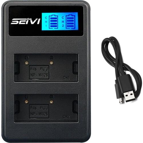 LCD USB Dual Charger for Fujifilm NP-W126, NPW126, NP-W126S, NP-W 126S, NPW126S Battery