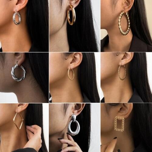 New Vintage Gold Earrings for Women Statement Irregular Drop Earrings Geometric Female Earring 2021 Trend Jewelry