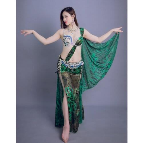 New Professional Performance Wear Belly Dance Costume Long Skirt Set Belly Dancing Sexy Bellydance Clothes Outfit For Women&Girl