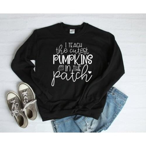 ZBBRDD I Teach The Cutest Pumpkins In The Patch Print Women Sweatshirt O neck Pullover Long Sleeve Tops Plus size cotton Clothes