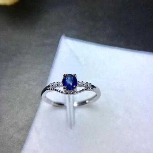 Natural blue sapphire gem Elegant circle Twist Ring S925 Silver Natural Gemstone Ring Womens party gift fine Rings Jewelry