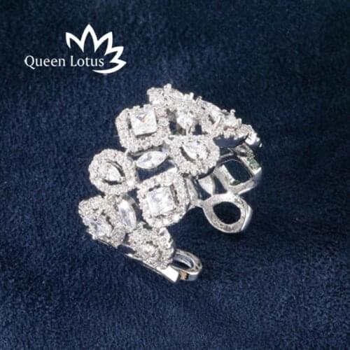 Queen Lotus 2019 High Quality Cubic Zircon Crystal Rings for Women and Man Adjustable Ring Jewelry Female Ring
