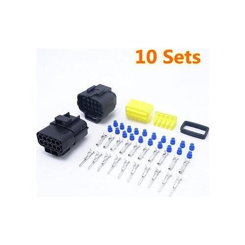 10 Sets Car Parts Kits AMP Ten Male Female Auto Connector Plugs 1.8 Series Black