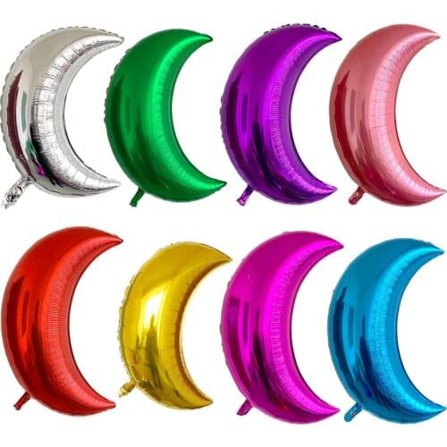 10pcs 36inch Large Size Gold Silver Moon Shape Aluminum Foil Balloon Inflatable Wedding Decoration Happy Birthday Party Supplies