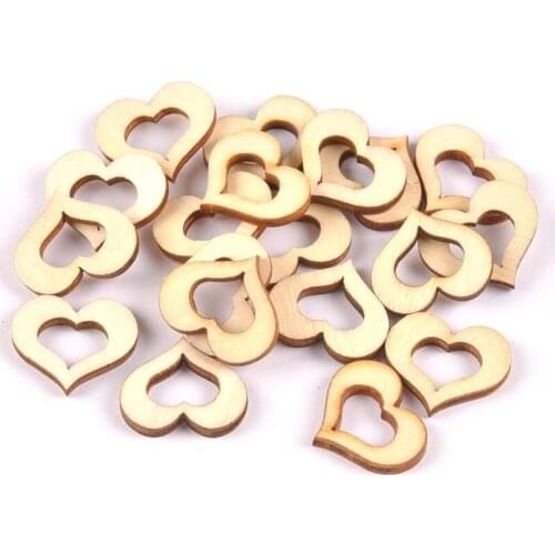 100pcs Natural Pierced Heart pattern wooden Scrapbooking Carft for Home decoration diy Handmade 17x20mm MT1774