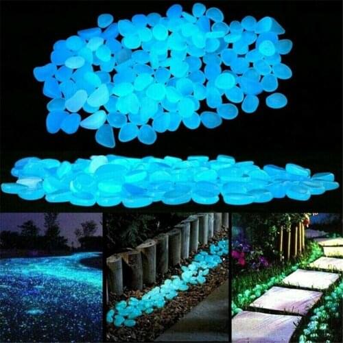 100Pcs/Pack Glow in The Dark Garden Pebbles Stones Rocks for Yard and Walkways Decor, DIY Decorative Luminous Stones