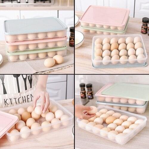 Can Be Stacked Egg Storage Box Case Holder 24 Holes Refrigerator Freezer Household Plastic Kitchen Refrigerator Fresh Container2