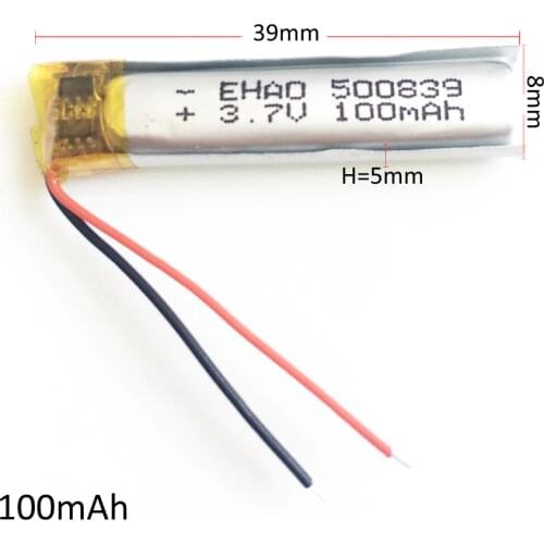 500839 3.7V 100mAh lipo rechargeable battery lithium polymer for MP3 bluetooth watch pen MID headset headphon video pen