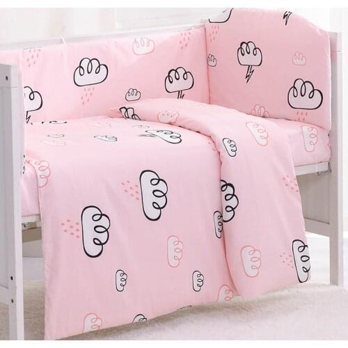 6/9pcs Pink Cloud Baby Bedding Set bumper duvet Nordic Baby Items kit berço baby room decor 120*60/120*70cm
